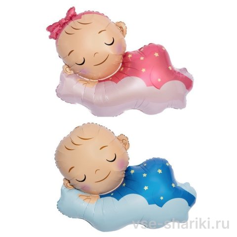 Фигура малыша на облаке, розовая или голубая, 91 см