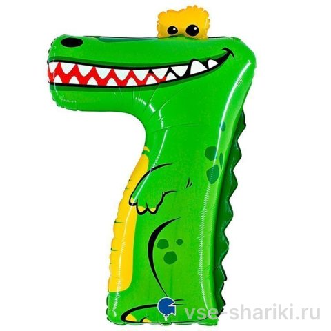 Шар-цифра 7 в виде весёлого крокодила