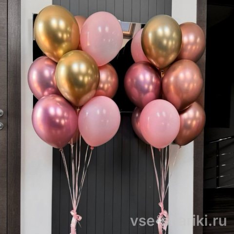 Набор из двух фонтанов по 9 шаров, хром розового золота