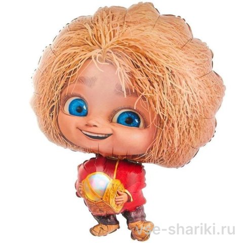Шар-фигура сказочного домовёнка Кузи с сундучком, 63 см