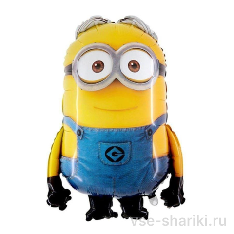 Шар-фигура улыбающегося миньона из фольги, 76 см