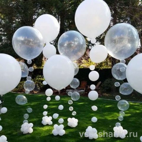 Набор из 10 цепочек белых и прозрачных шаров на свадьбу