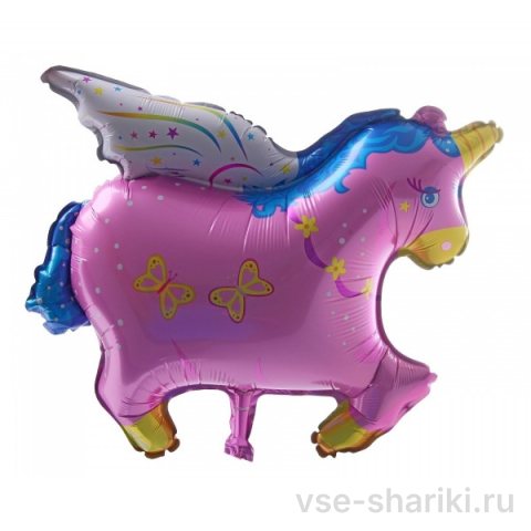 Шар-фигура розовый единорог из фольги, 50 см