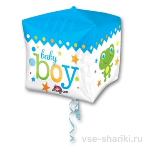 Шар-куб Baby boy с лягушонком и черепашкой, 38 см