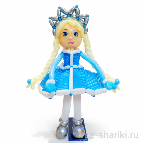 Фигура Снегурочки из шаров в бело-голубых тонах, 1,5 м