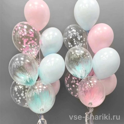 Набор из двух фонтанов по 9 шаров, розовый и голубой