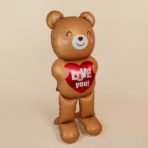 Фигура медведя 155 см с красным сердцем Love you