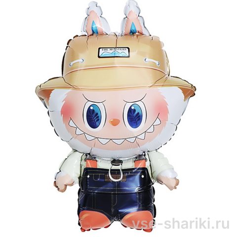 Шар-фигура Лабубу в панаме из фольги, 89 см