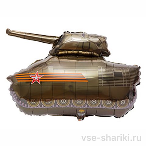 Фигура танка в коричневой раскраске с георгиевской лентой