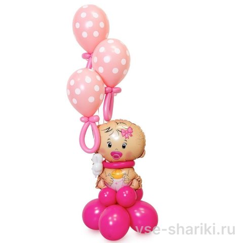 Фигура на выписку дочки: малышка с соской, бантом и бутылочкой