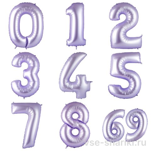 Шар-цифра нежно-лавандовый 90 см, любая на выбор