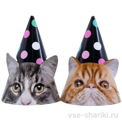 Набор колпаков в виде рыжего и серого котиков, 6 штук