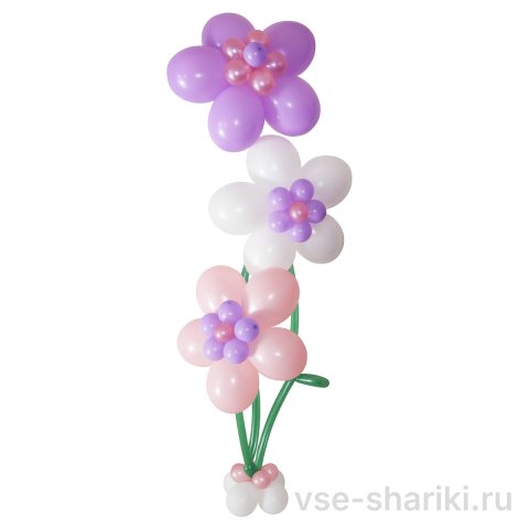 Композиция из трёх гелиевых ромашек на подставке