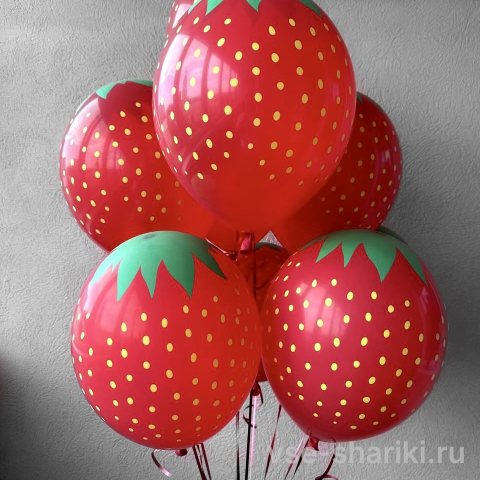 Фонтан-клубника из 7 красных гелиевых шаров
