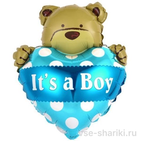 Мини-шар мишка «It's a boy» на выписку мальчика