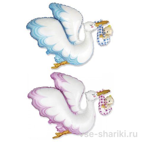 Фигура аиста с малышом в клюве, 80 на 96 см