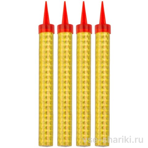 Свечи-фонтаны с золотыми искрами, 4 штуки высотой 12,5 см