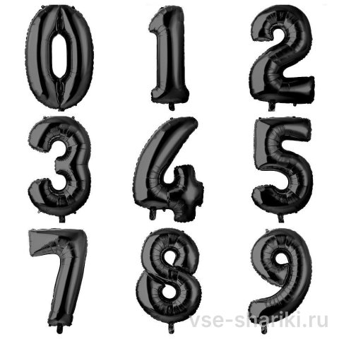 Шар-цифра чёрный 90 см, на выбор от 0 до 9