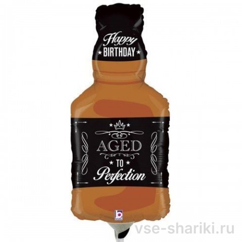 Фигура бутылки виски с надписью Happy Birthday на палочке