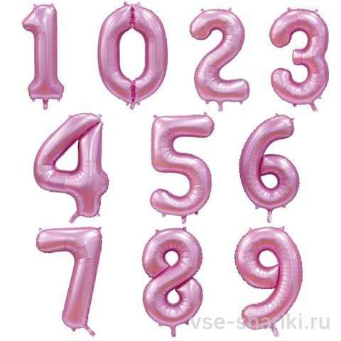 Шар-цифра нежно-розовый сатин на грузике, 101 см