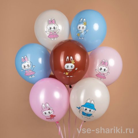 Шар с рисунком Лабубу в четырёх оттенках, 30 см