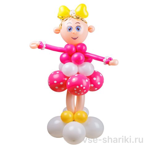 Фигура девочки из шаров: розовое платье в горошек, 160 см