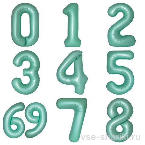 Шар-цифра цвета тиффани с гелием, высота 90 см