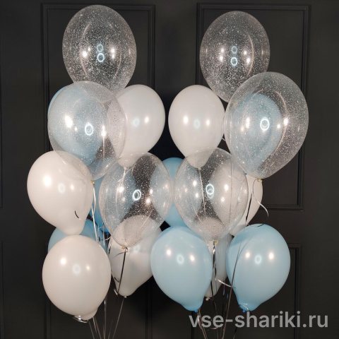 Фонтан из 10 шаров: 7 пастельных и 3 с конфетти