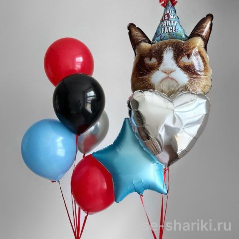 Набор с сердитым котом в колпаке, звездой и сердцем