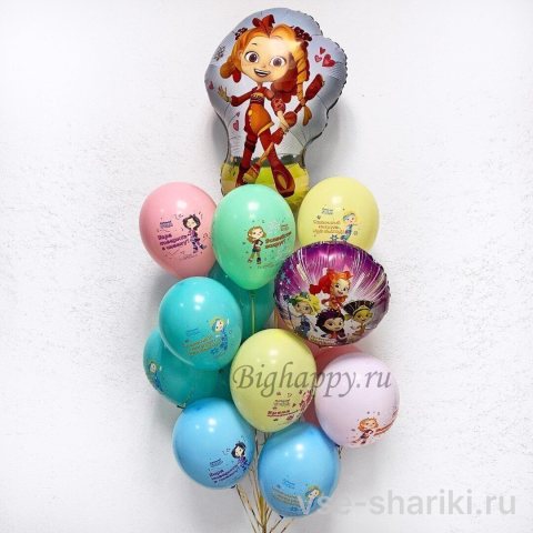 Фонтан из 15 шаров с Алёнкой из «Сказочного патруля»