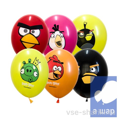 Шар с героями Angry Birds Рэдом и Чаком, разные цвета
