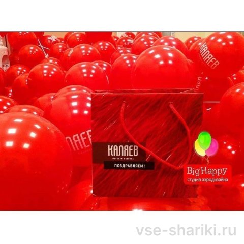 Шары красные блестящие с гелием и логотипом предприятия