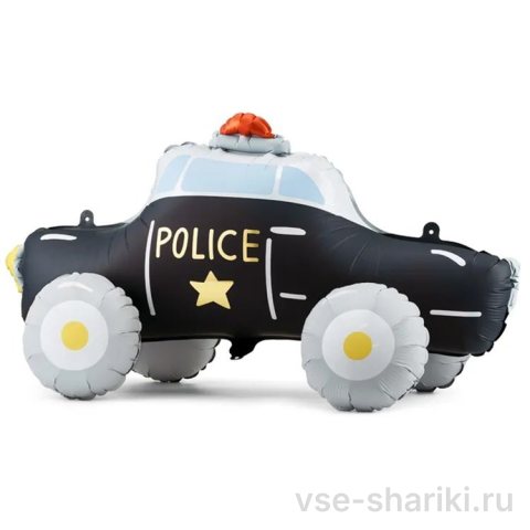 Фигура чёрной полицейской машины с мигалкой, 90 × 41 см
