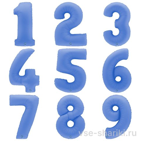Шар-цифра 90 см пастельно-синего цвета, любая от 0 до 9