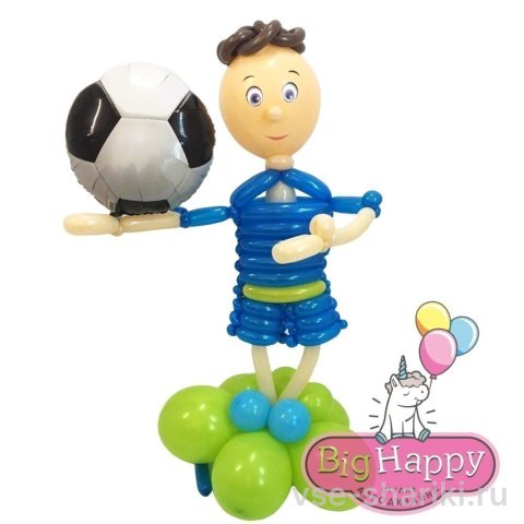Фигура спортсмена-футболиста в синей форме, 90 см