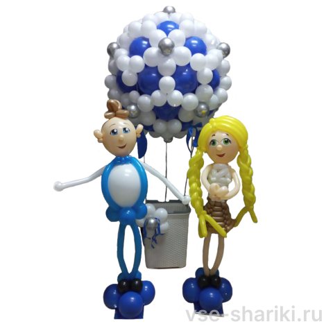 Композиция ко Дню знаний: корзинка с фигурками учеников, 130 см