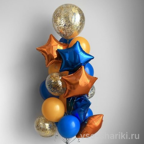 Букет с прозрачным гигантом 90 см, конфетти и надписью