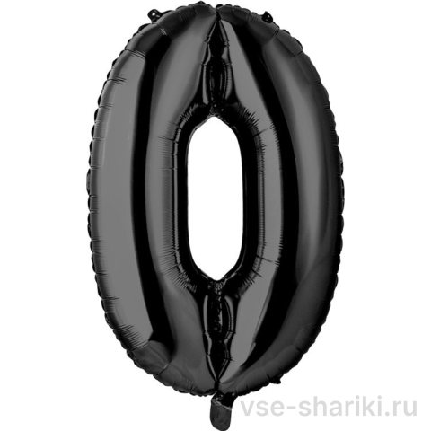Шар-цифра 0 чёрного цвета с гелием