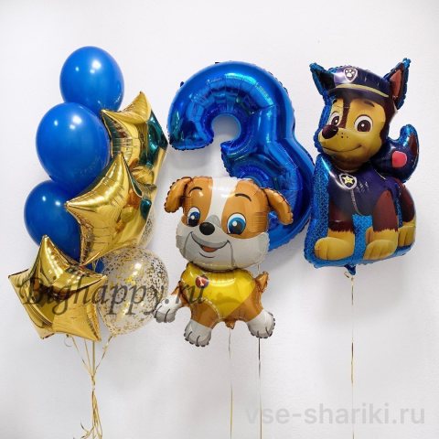 Композиция с Крепышом, Чейзом и цифрой на день рождения