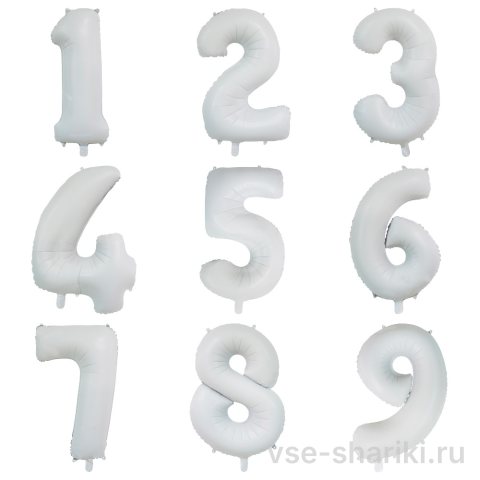 Шар-цифра белого цвета с гелием, высота 90 см