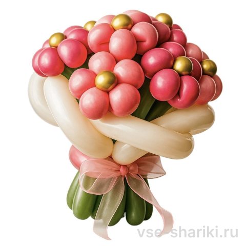 Букет невесты из розовых и белых мини-шариков