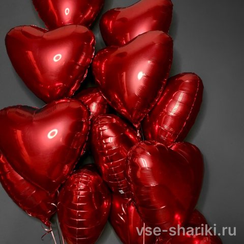 Комплект из двух связок по 7 красных сердец