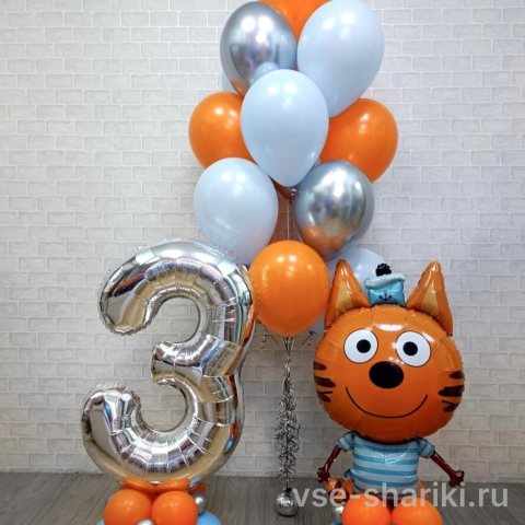 Набор на 3 года: Коржик, цифра на стойках и фонтан