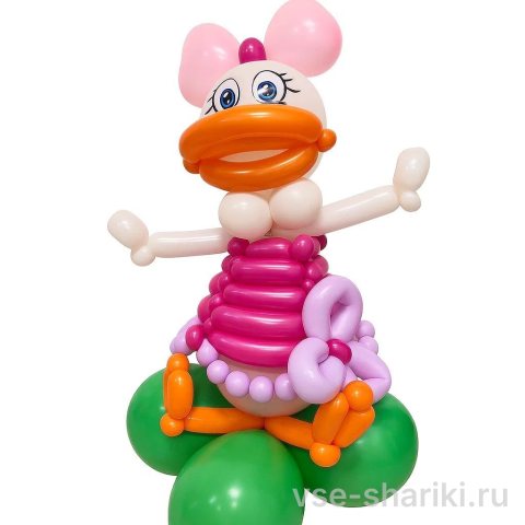 Фигура уточки с бантиком на зелёной подставке, 90 см