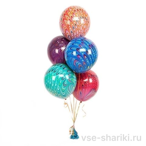Шар 60 см с рисунком павлиньих перьев