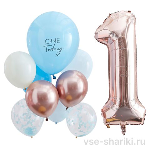 Композиция на годик с большим именным шаром и цифрой