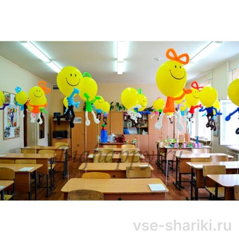 Фигура из шаров: школьник или школьница с головой-смайликом