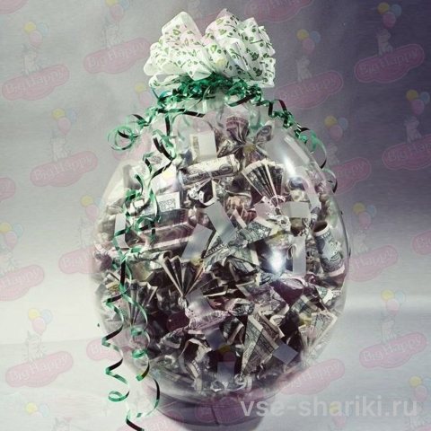 Шар-сюрприз с сувенирными долларами внутри, 60 см