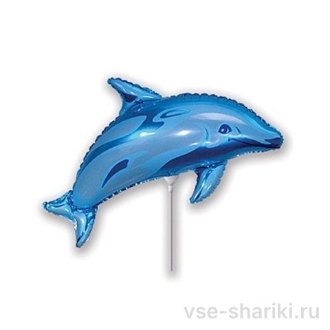 Фигура голубого дельфина на палочке