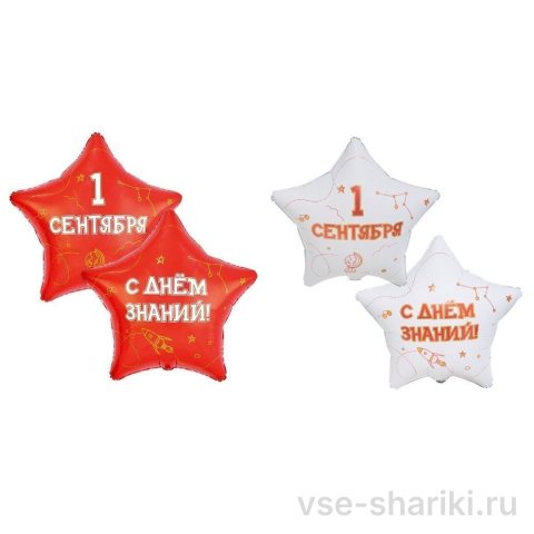 Шар-звезда «С Днём знаний», красный или белый, 45 см
